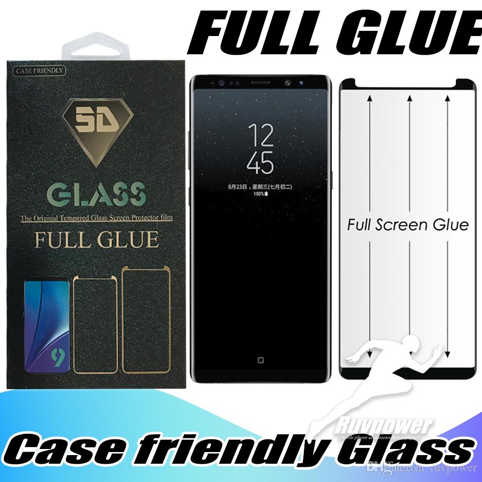 New phone case For Samsung Galaxy Note9 S9 S8 S10 Plus Note 8 Case Friendly Full Glue Tempered Glass With Retail Package