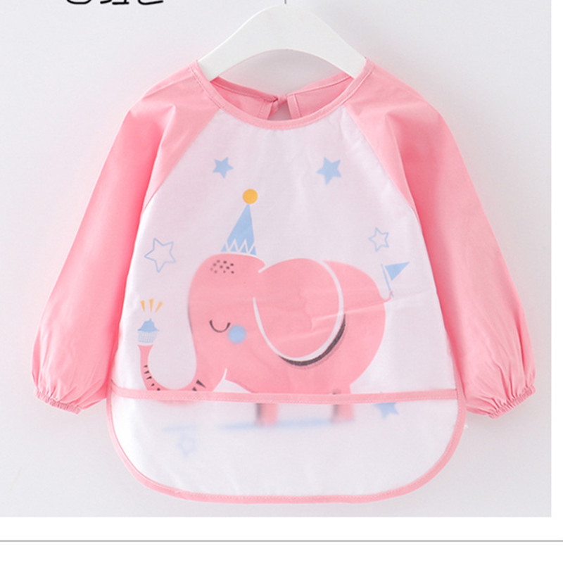 Waterproof Elephant Print Long-sleeve Baby Bib