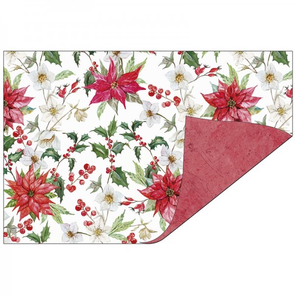 Faltpapiere Duo-Design 27, 10x15 cm, Winterblumen/rot, 50 Stück