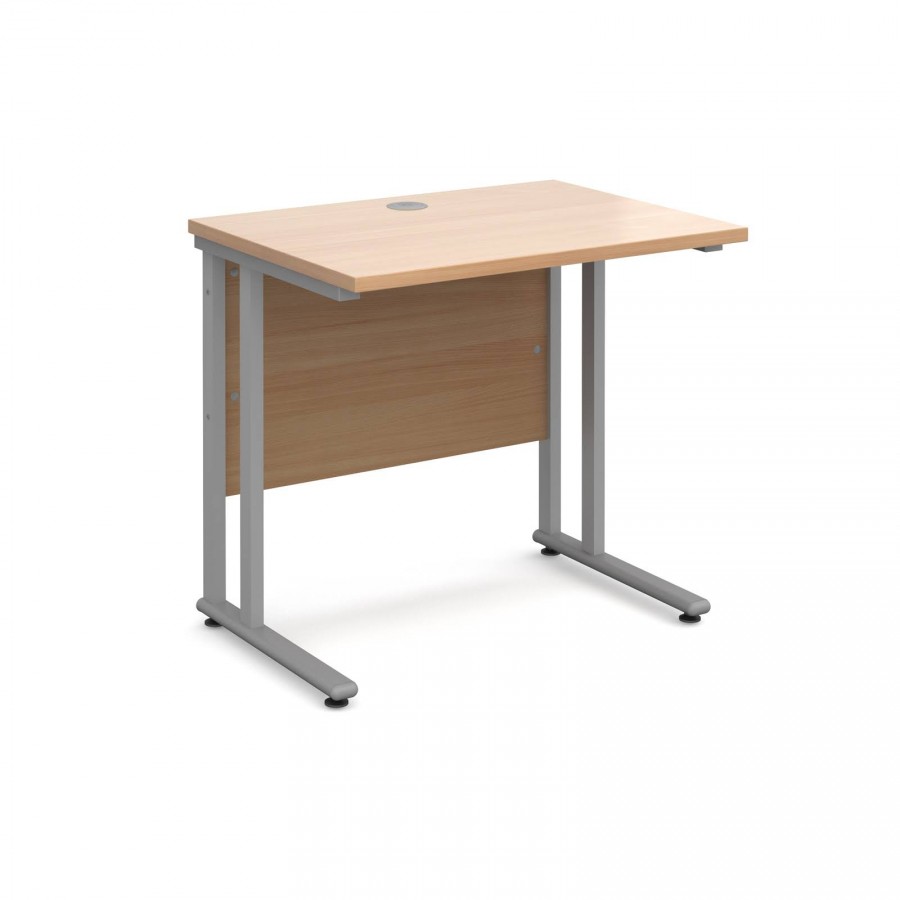 Narrow Oak Office Desk 800mm x 600mm Deep Cantilever Leg Desk
