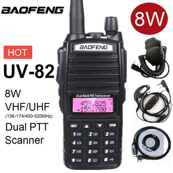 Walkie Talkie 8W Baofeng UV-82 Ham Radio Transceiver VHF UHF CB Radio Station UV82 8 Watts UV 82 Scanner Transmitter for Hunting