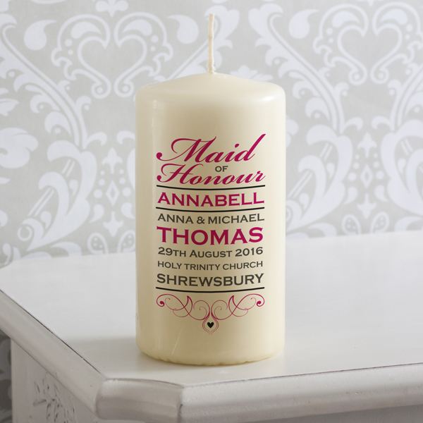 Personalised Maid Of Honour Candle