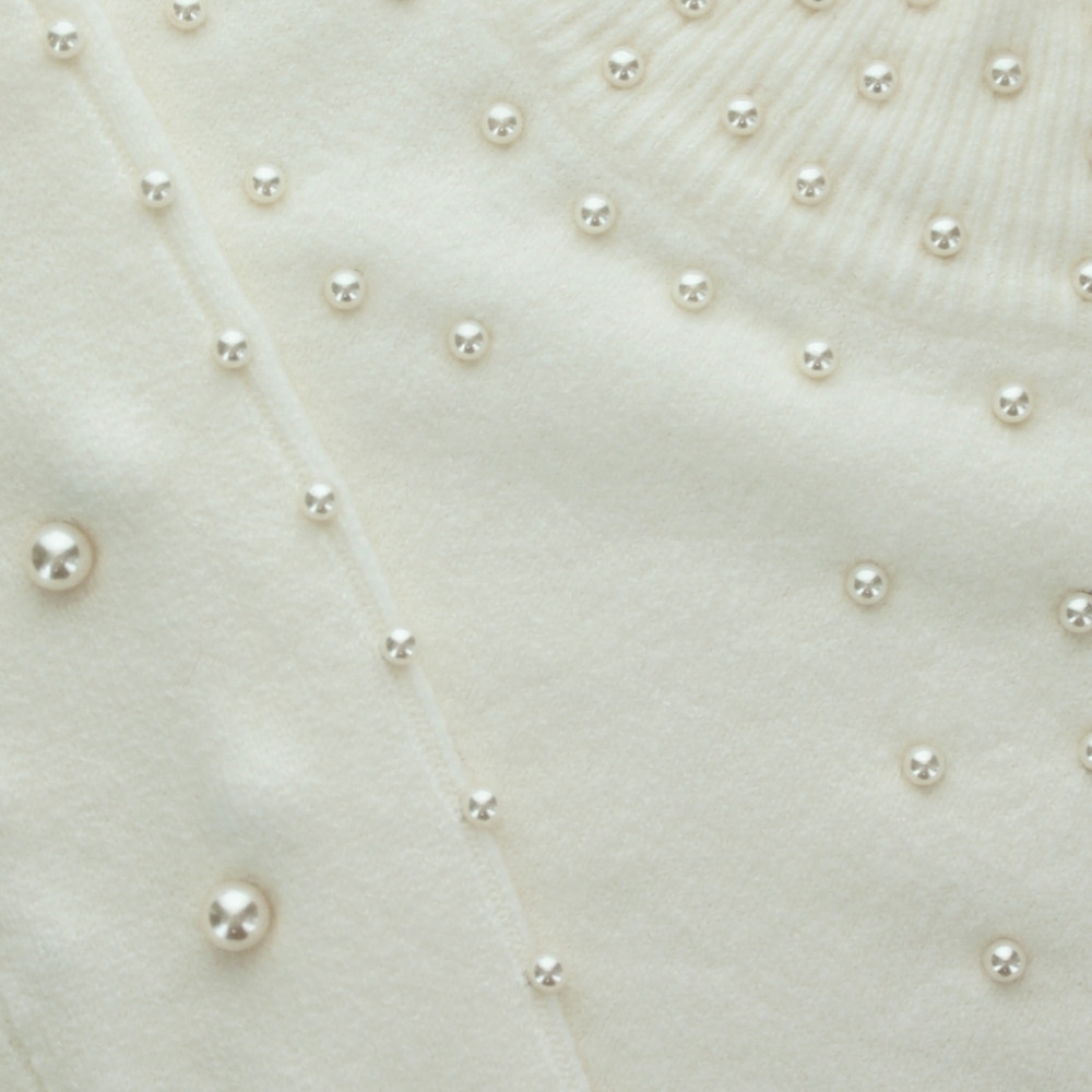 Evvor Womens Pearl Knitwear Embellished Super Soft Jumper Medium / Large