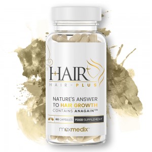 Hair-Plus - Natural Dietary Supplement Capsules with AnaGain, Copper & Zinc - 60 2-A-Day Capsules