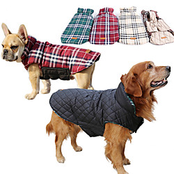 manteau de chien style britannique gilet d'hiver pour chien à carreaux confortable imperméable coupe-vent veste de chien réversible pour chien de compagnie vêtements de temps froid vêtements de chien Lightinthebox