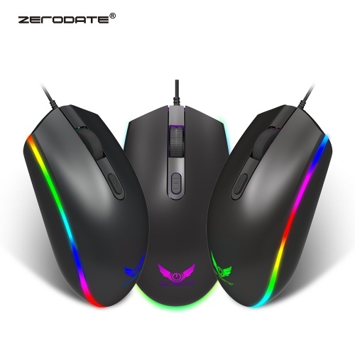 ZERODATE S900 Computer Mouse 1600DPI RGB LED Backlight Fits Home/Office/Gaming