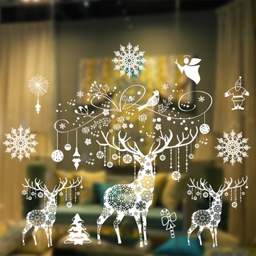 Lovely White Christmas Deer Wall Window Sticker