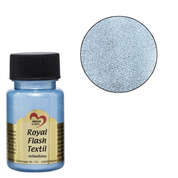 Royal Flash Textil, Glitzer-Metallic-Farbe, 50 ml, mittelblau