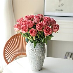 10 pièces rose imitation fleur bouquet de fleurs en soie arrangement floral en plastique décoration de salon 467cm/18.11in  2.76in miniinthebox