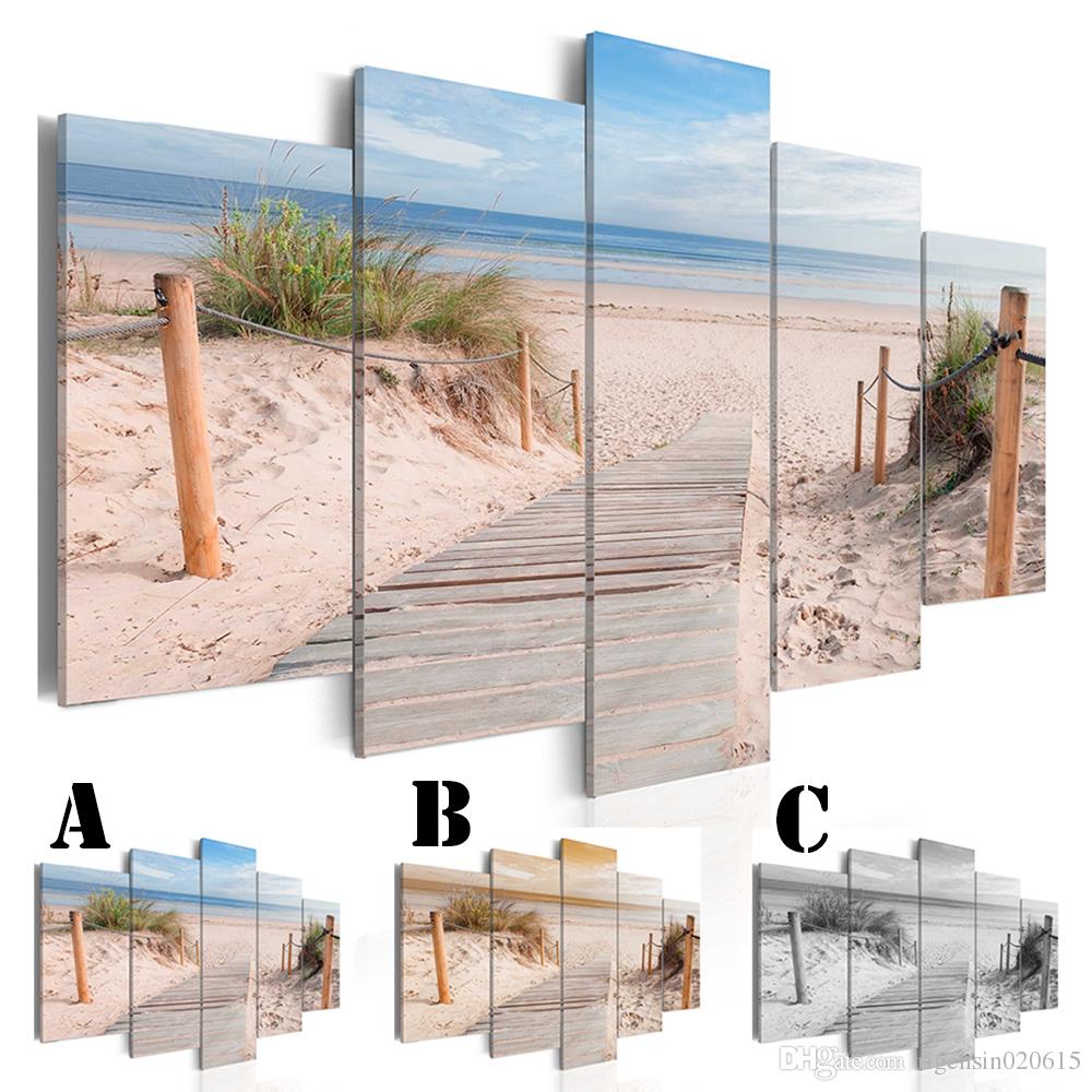 No Framed Wall Picture Printed Canvas Painting Spray Painting Home Decor Extra Mirror Border Beach and Woodroad