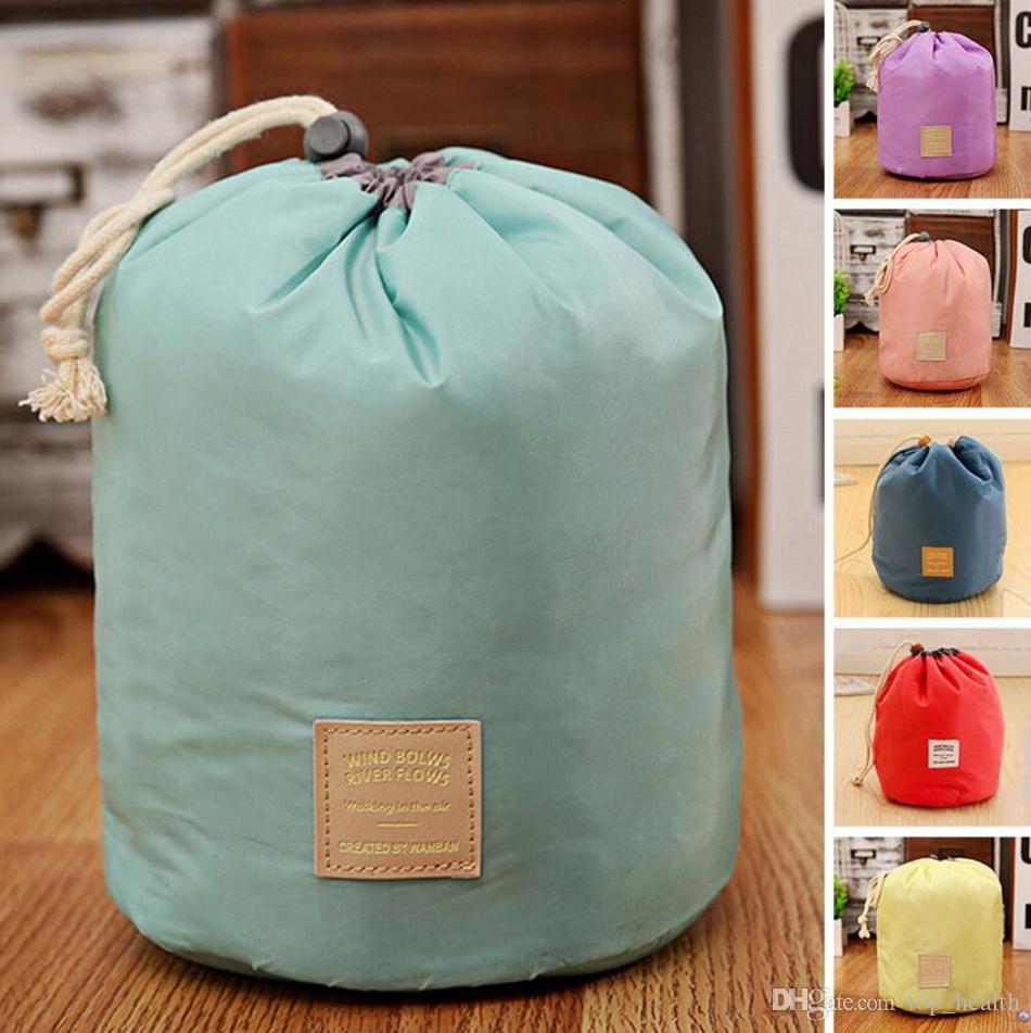 Makeup Bag Pencil Case Barrel Shaped Women Cosmetic Bag waterproof Travel Bags Ladies Organizer Pouch Drawstring Bag 6 Colors OOA4089