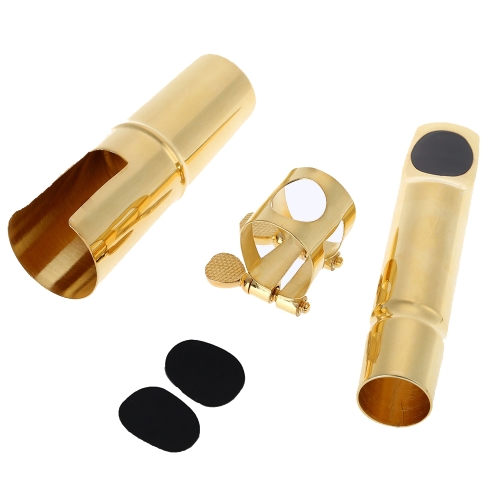 Embouchure de Saxophone/Sax Ténor Jazz En Métal avec Embouchure Patchs Coussins Bouchon Boucle Placage d'Or