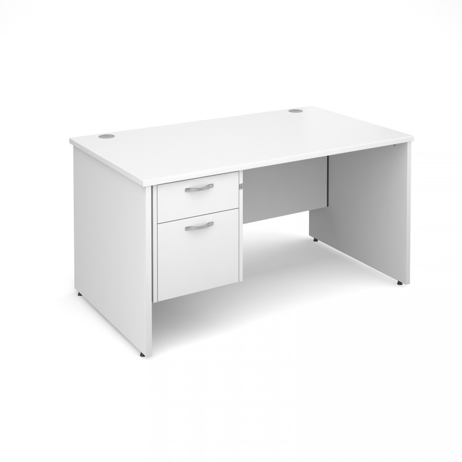 Maestro 25 Panel End Desk 1400mm with Single Pedestal- White