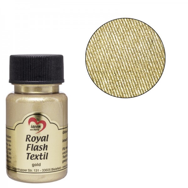 Royal Flash Textil, Glitzer-Metallic-Farbe, 50 ml, gold