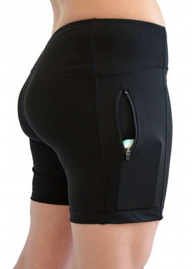 Plus Size Mid Waist Pocket Yoga Shorts