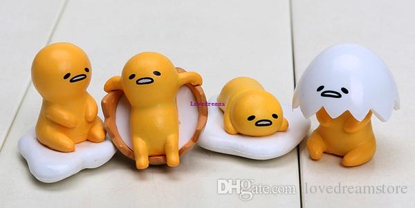 4pcs/set 2-3cm Gudetama Egg phone keychain pendant Toys Yellow White Lazy PVC Action Figure toys