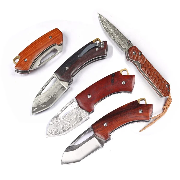 Best Selling Wood Handle damascus blade  Folding pocket  Knife