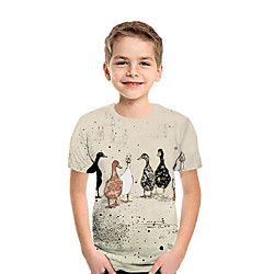 Niños Chico Camiseta Manga Corta Impresión 3D Animal Caqui Niños Tops Verano Activo Ropa Cotidiana Ajuste regular 3-12 años Lightinthebox