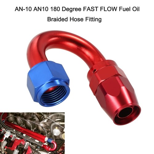 AN-10 AN10 180 Degree FAST FLOW Fuel Oil Braided Hose Fitting