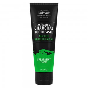 NuPearl Activated Charcoal Toothpaste - Spearmint - With Organic Coconut Oil