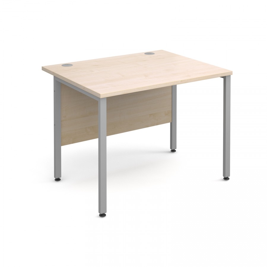 Maestro 25 Straight H Frame Desk 1000mm with Silver Legs- Maple