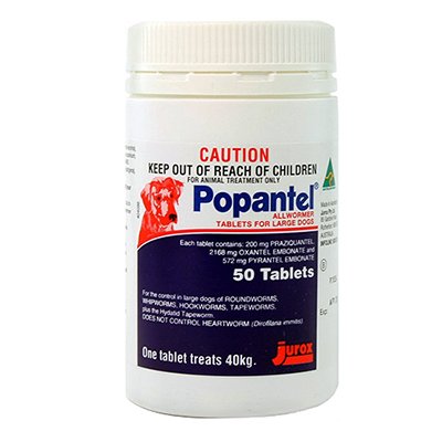 Popantel Allwormer For Dogs 40 Kgs (88 Lbs) 4 Tablet