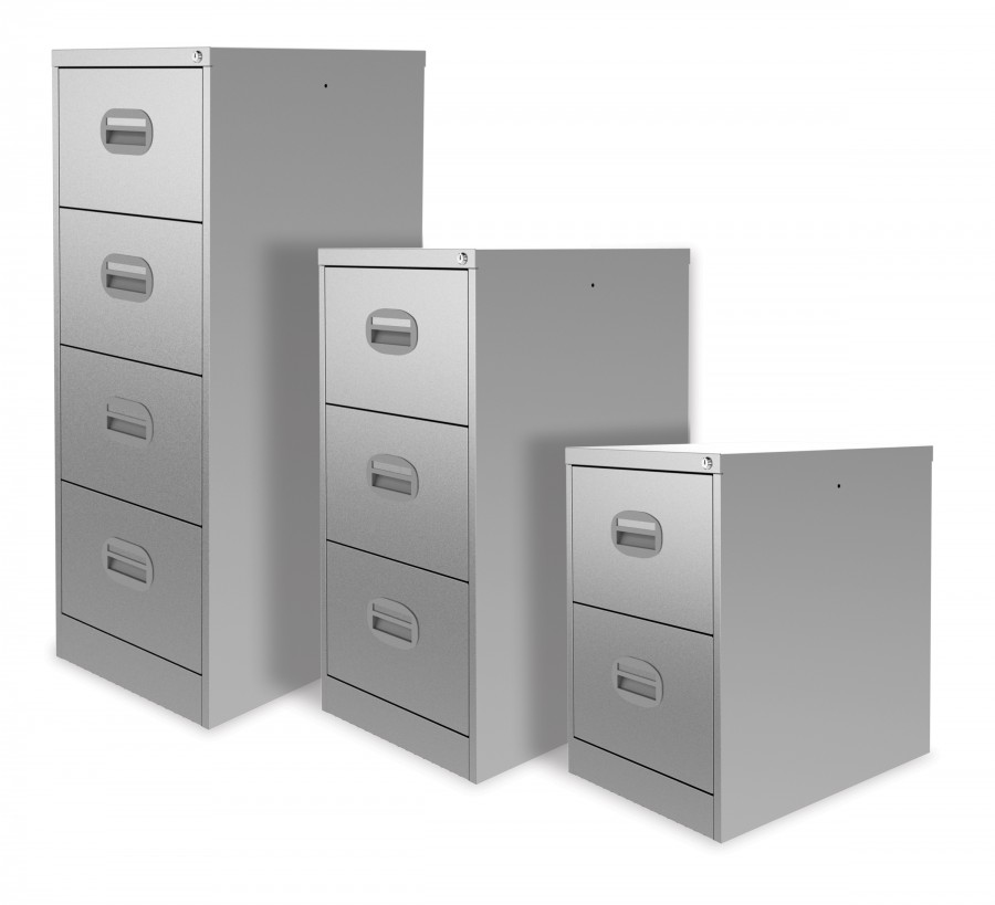 4 Drawer Lockable Filing Cabinet- Light Grey