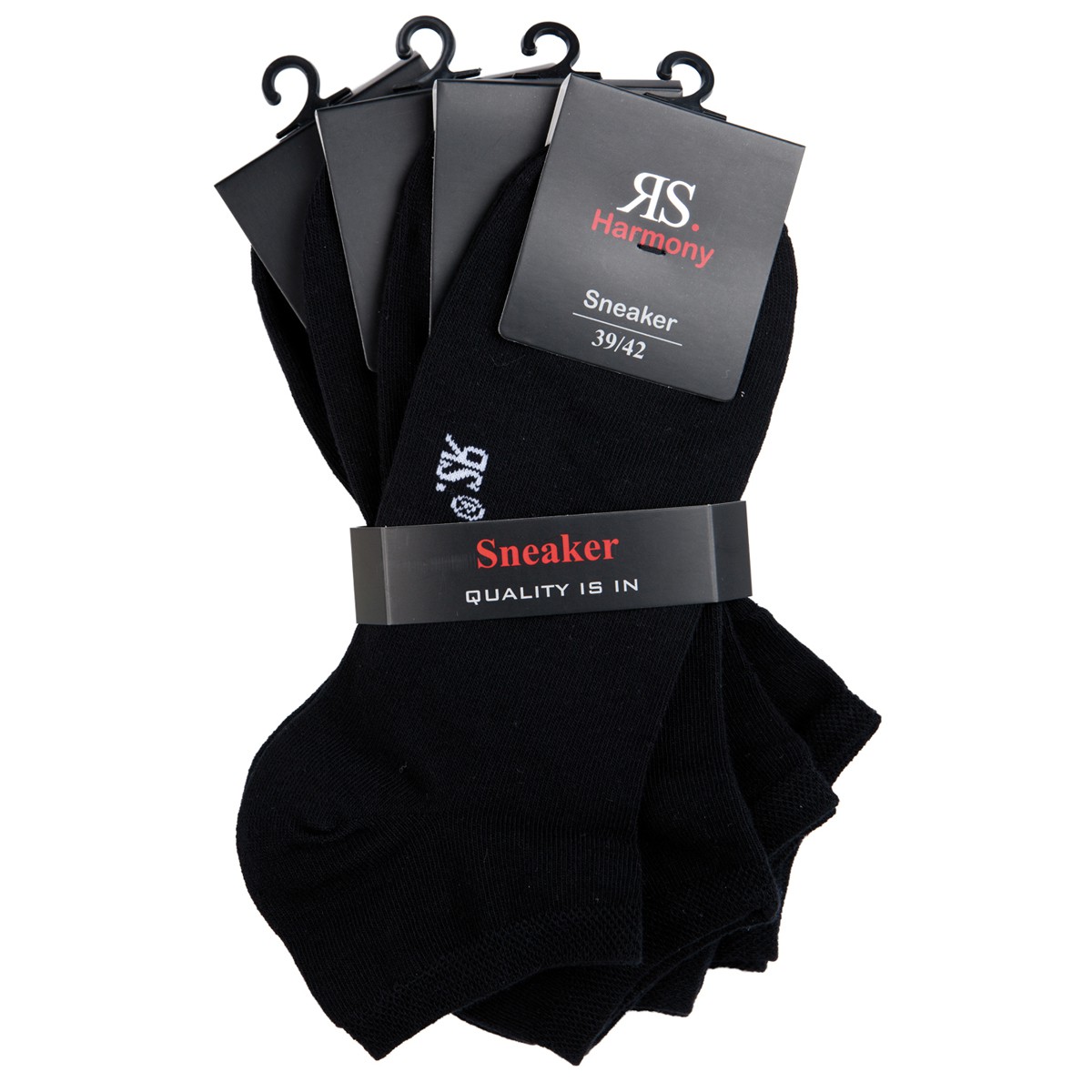 RS Harmony Sneaker-Socken schwarz 4er-Pack