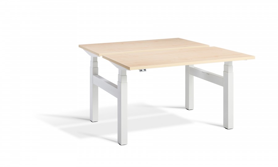 Lavoro Duo Height Adjustable Maple Desk - White Frame - 1800 x 800mm