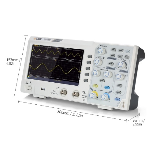 Owon SDS1022 Osciloscopio Oscilómetro Osciloscopio de almacenamiento digital 2CH 20 MHz 100MS / s 7 "Pantalla LCD