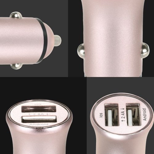 Dual Port USB Car Charger 2.4A Fast Charge Adapter Aluminum Shell for iPhone Samsung