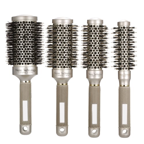 25mm Ceramic Ionic Round Comb Nano Thermal Hair Roll Brush Bristle Nylon Rubber Handle Hair Curling Styling Comb