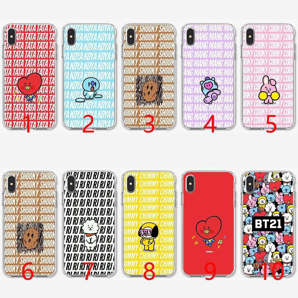 BTS Bangtan Boys Bulletproof BT21 Loving Soft Silicone TPU Phone Case for iPhone 5 5S SE 6 6S 7 8 Plus X XR XS Max Cover