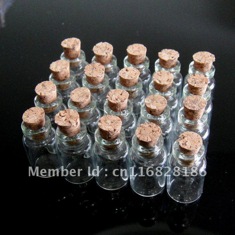 1ml Wholesale Lots 20 Pcs 13x24mm Tiny Small Clear With Cork Glass Bottles Vials For Wedding Holiday Decoration Christmas Gifts