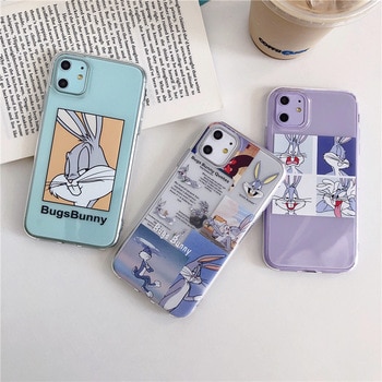 Cartoon Transparent Case For iPhone 11 11Pro Max For iPhone X XR XS Max 7 8 Plus Bugs Bunny Phone Case Cute Soft Back Cover