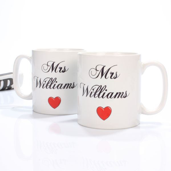 Pair of Mrs and Mrs Personalised Mugs