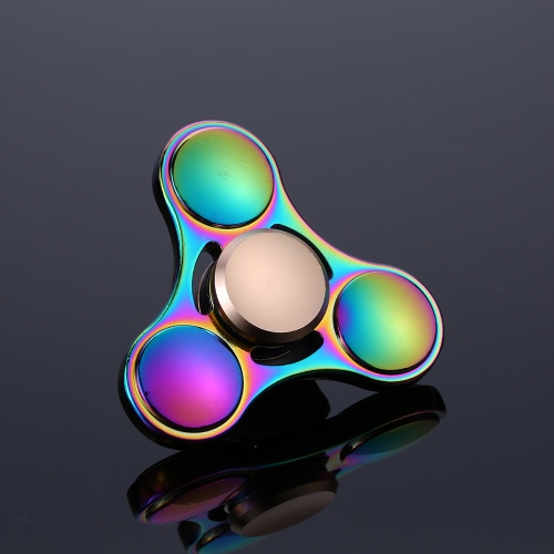 Colorful Metal Hand Fidget Tri Spinner Finger Focus Tool Desk Toy Spin Widget for ADHD Children Adults Relieve Stress Anxiety Constant Spinning Lasting for Longer Time