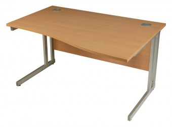 Wave Office Desk 1600mm with Cantilever Leg- White