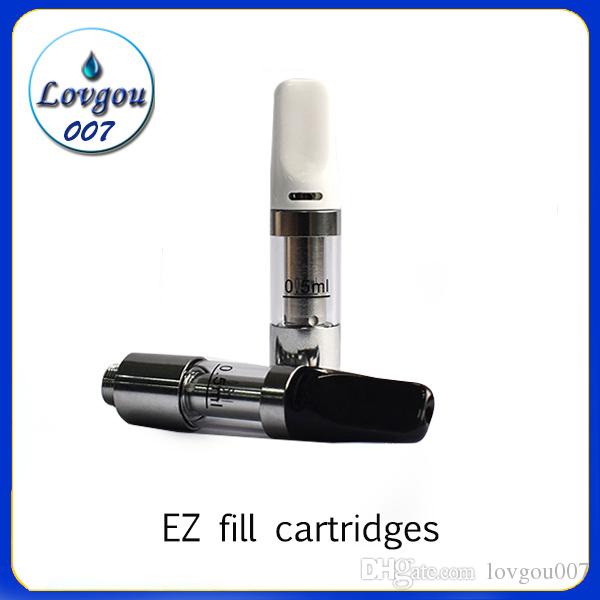 EZ Fill Cartridge 0.5ml Ceramic Coil Thick oil Cartridges Tank 510 Thread Top Airflow Control Atomizer For Preheat Battery