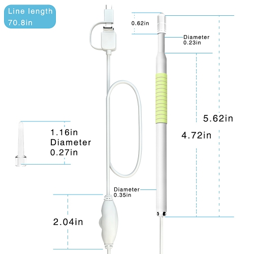 3-in-1 USB Ear Cleaning Earpick Endoscope LED Light Multifunctional Borescope Inspection Camera 0.3MP Visual Ear Spoon Health Care Cleaning Tool Earwax Clear Remover Tools Ear Cleaner for OTG Android Micro USB PC