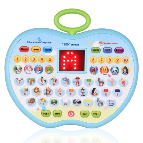 Frühes pädagogisches Spielzeug-Lerntablett Kleinkind-Computerspielzeug mit LED-Bildschirmanzeige 8 Lernmodi Geschenk für Kinder im Alter von 3-6 Jahren