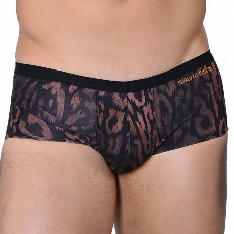 Roberto Lucca Panther Cotton Trunks - Black - Brown L