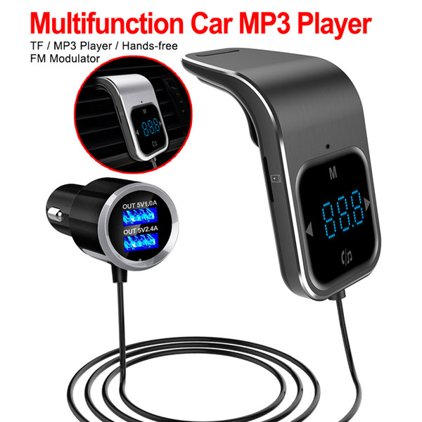 bc39 car bluetooth adapter fm transmitter aux radio mp3 player fm modulator with hands-dual usb fast charger