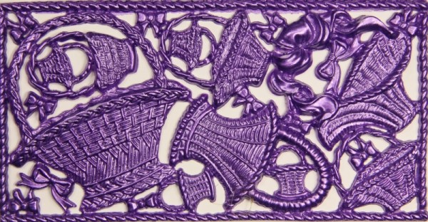 Wachsornament-Platte Körbe, 16 x 8 cm, lila