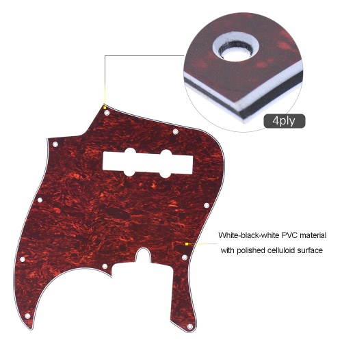 4Ply PVC JB Style de basse Pickguard garde Pick Scratch Plate 10 Trou pour Fender American / Mexique Made Jazz Bass standard Tortoise Shell Red