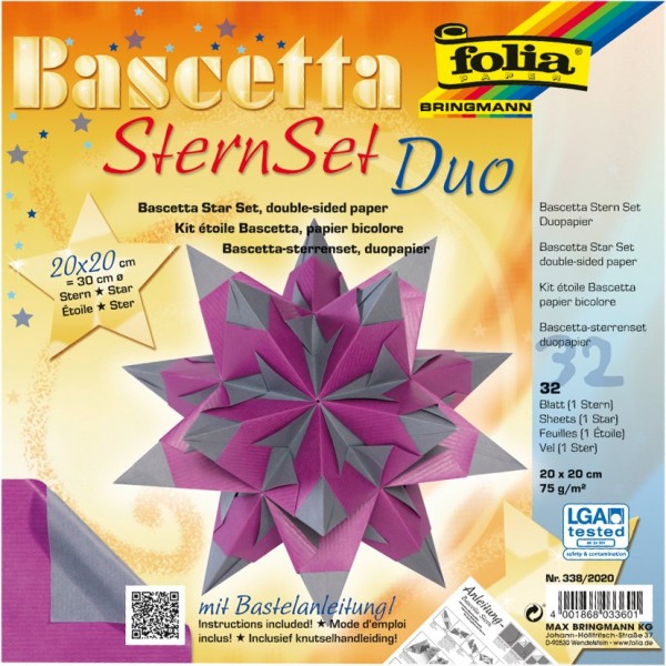 Bascetta Stern Set, DuoDesign, 20x20cm, 32 Blatt, violett/silber