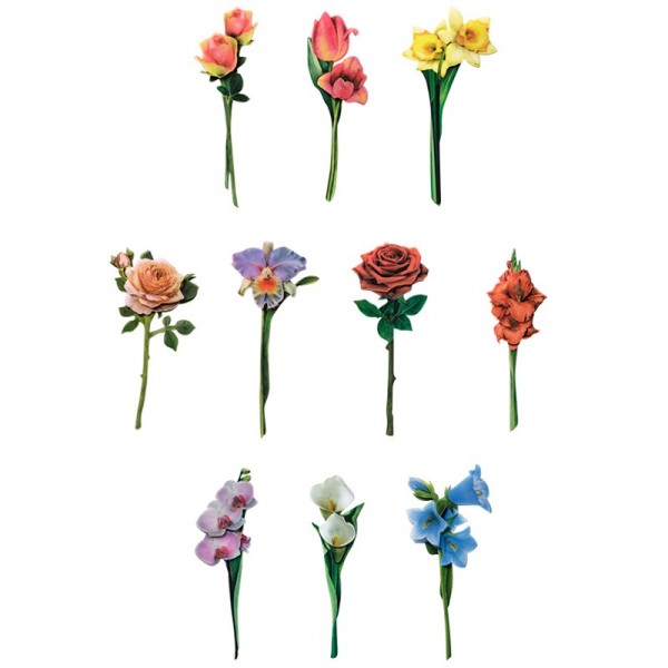 Folien 3-D Motive, Langstiel-Blumen, 4-16 cm, 10 Stück