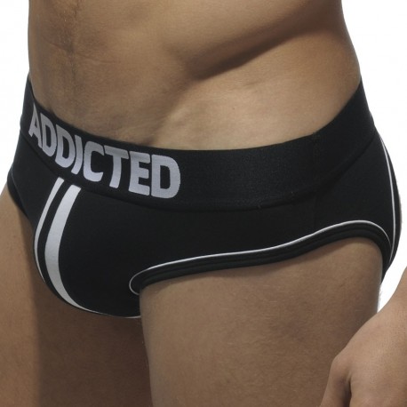 Addicted Double Piping Bottomless Brief - Black L