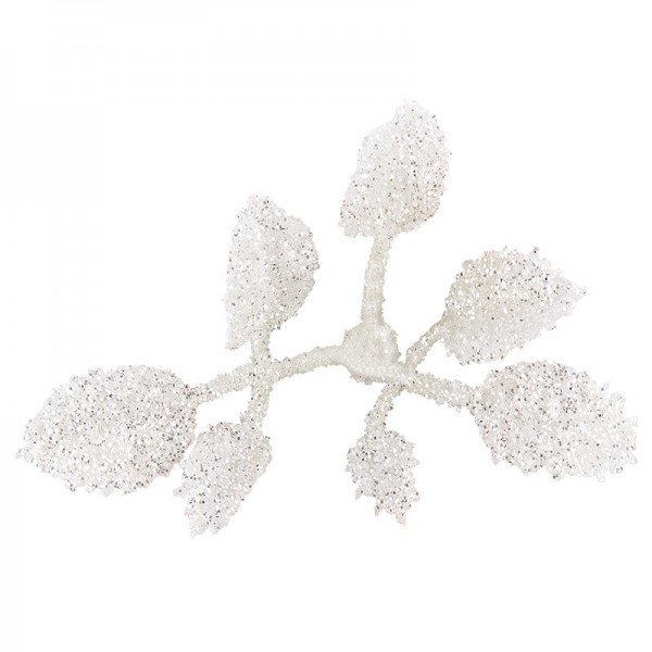 Deko-Blüten, Frosty 8, 30g, weiß mit Glitzer