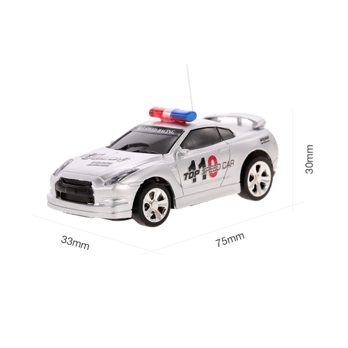 Create Toys 2006D 1/58  Mini RC Car Toy 2CH Remote Control Electric Police Car with Music Light - 4 Types Randomly Delivered